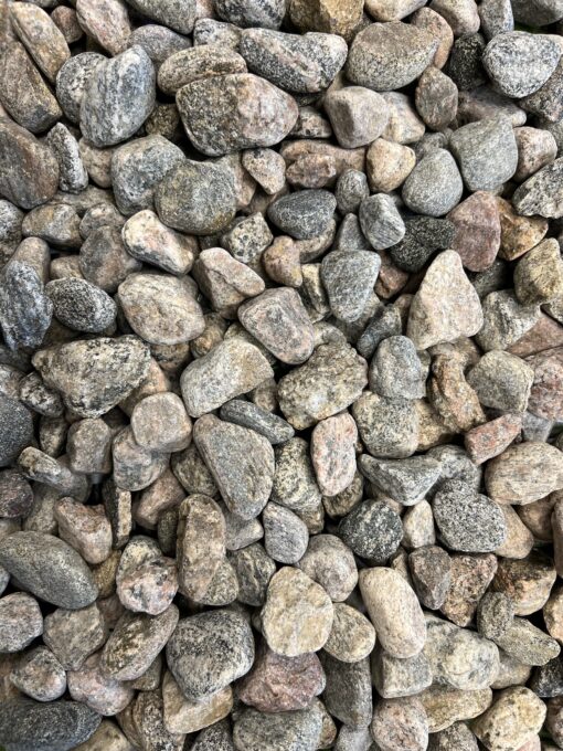 1" round prink, grey and black granite stones