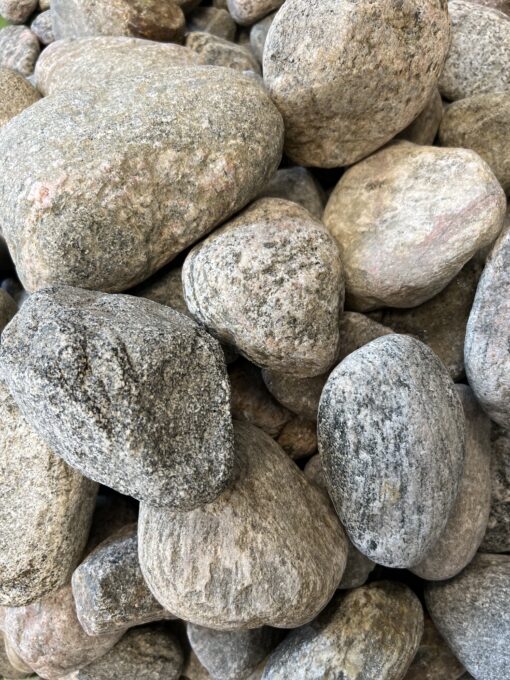 3" round prink, grey and black granite stones
