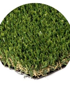 swatch of green artificial turf with realistic looking thatch
